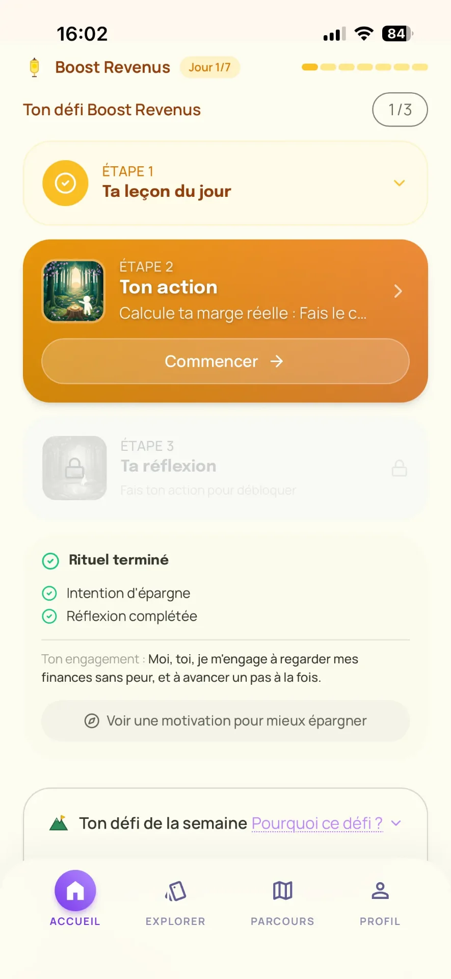 Noory — rituel quotidien de coaching financier comportemental